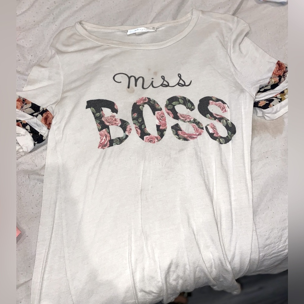 Cute Miss Boss t shirt with flowery design